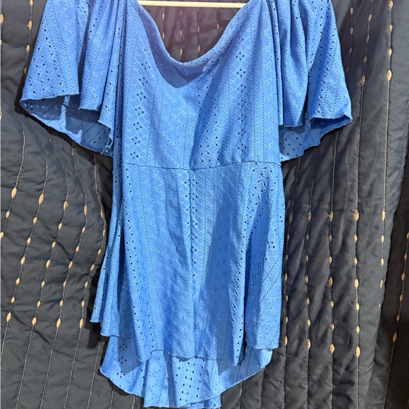 Blue Eyelet Ruffle Top - Picture 2 of 2